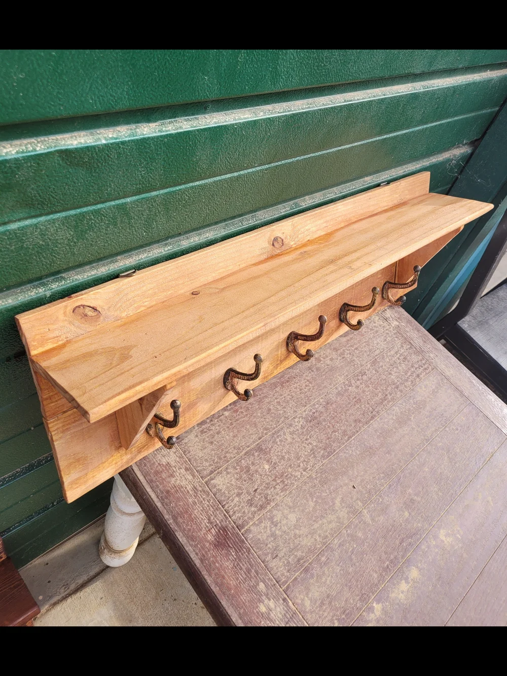 Handcrafted Rustic Farmhouse Wall-Mounted Coat Rack with Integrated Shelf